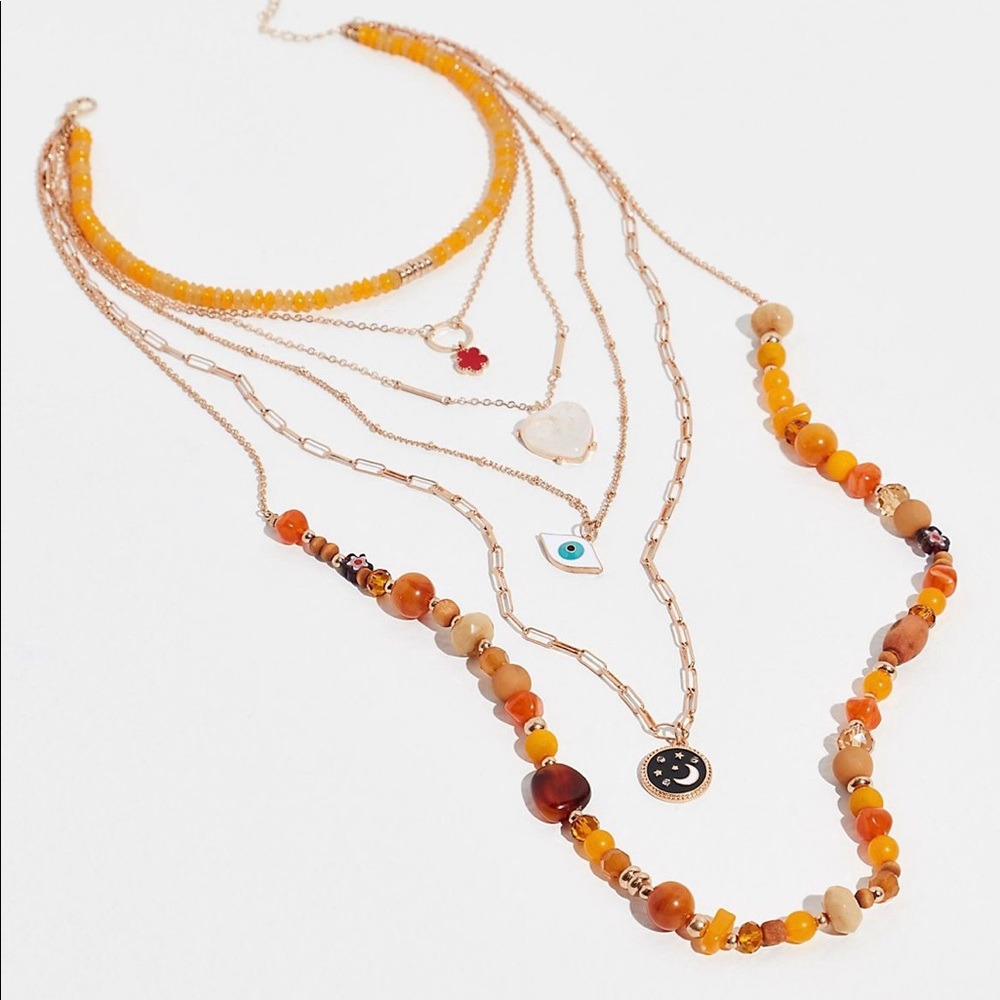 FREE PEOPLE Wonderland Evil Eye Layer Necklace